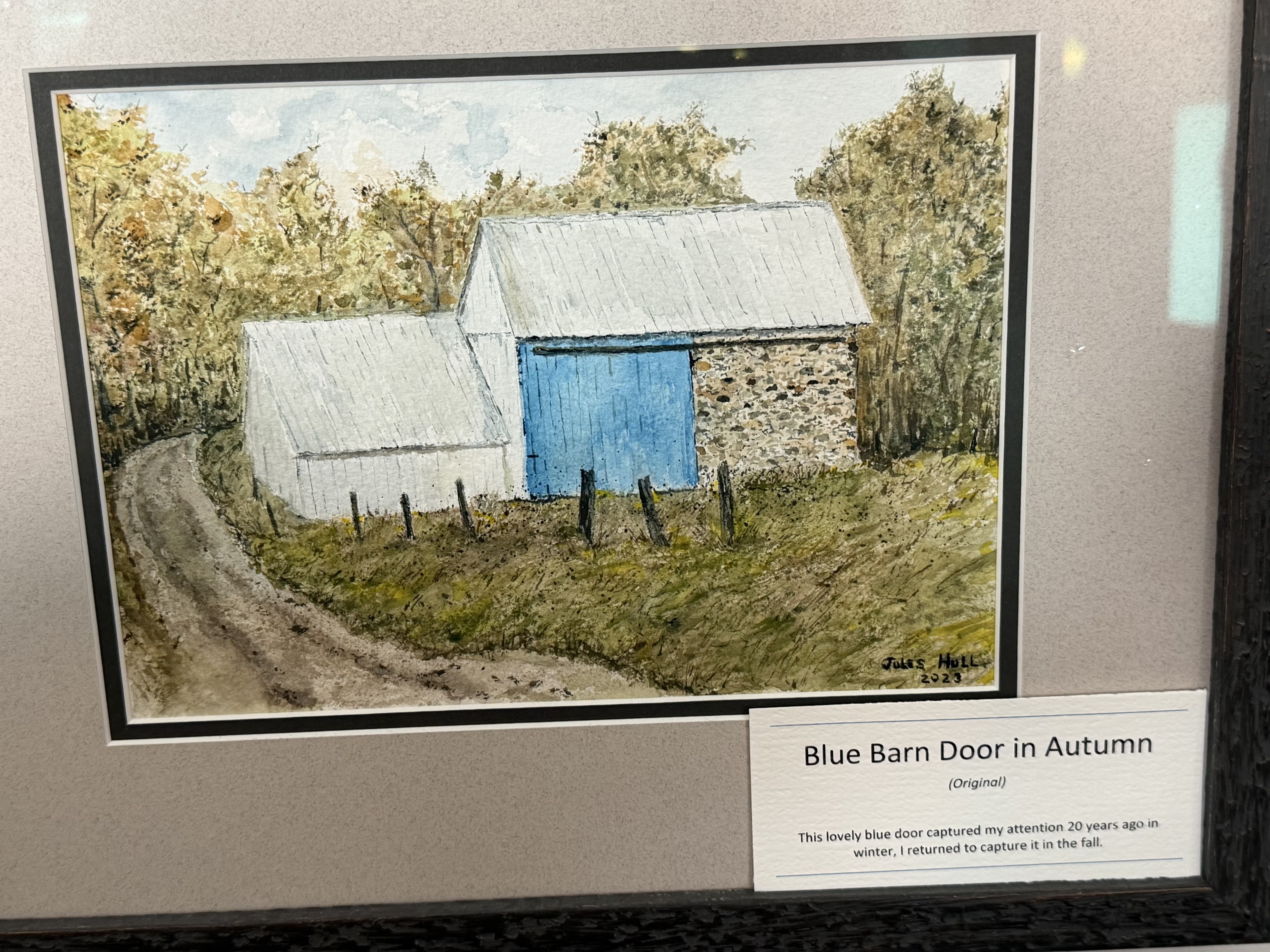 Blue Barn Door In Autumn